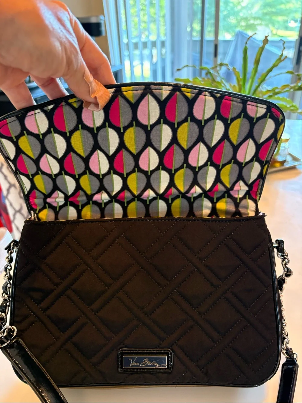 Vera Bradley Black Quilted Chain Strap Crossbody